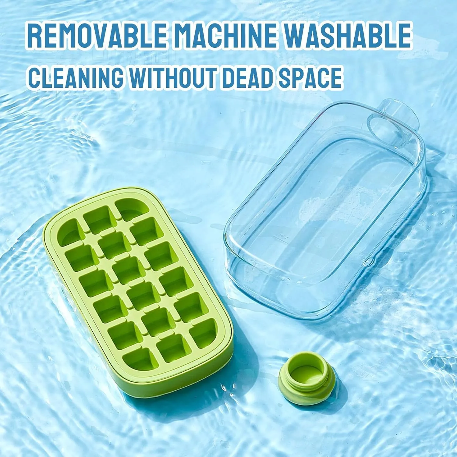 Ice Cube Bottle – 2-in-1 Touch-Free Silicone Ice Tray & Water Bottle with Straw, Lid & Strap | Portable Ice Maker for Coffee, Juice, Travel & Outdoor Activities (Green White,800ML)