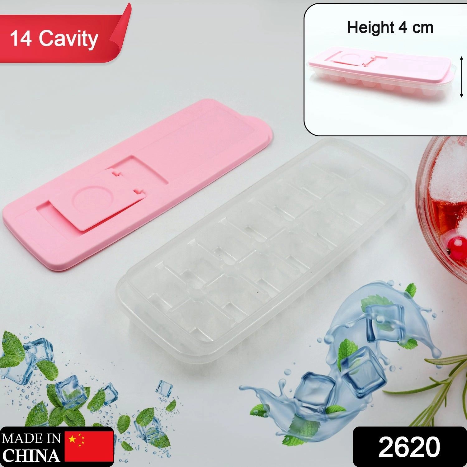 Ice Cube Trays, Ice Tray Food Grade Flexible Silicone Ice Cube Tray Molds with Lids, Easy Release Ice Trays Make 14 Ice Cube, Stackable Dishwasher Safe