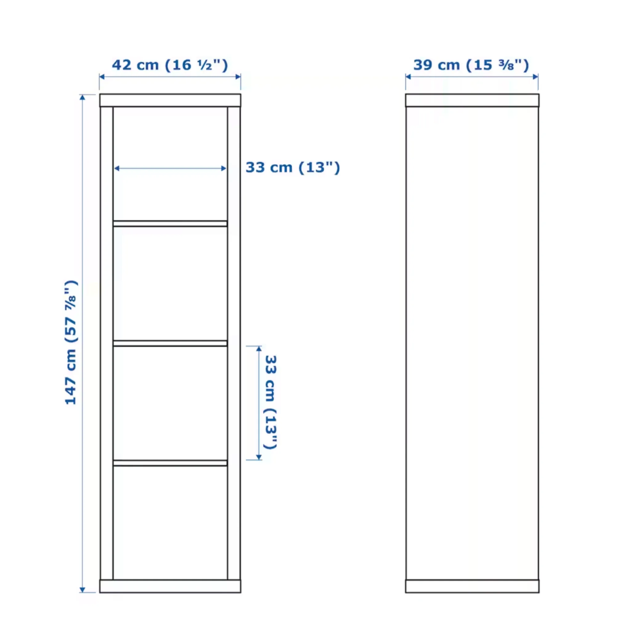 Ikea Kallax 1x4 Shelving Unit, 42x147cm, White
