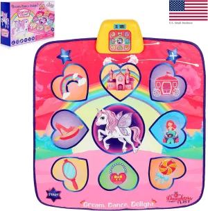 Improved Dance Mat for Kids Ages 4-8 - Play Your Own Music with Wireless Feature - Dance Mixer Step Play Mat - Dancing - Dance Pad with LED Lights, Adjustable Volume, Built-in Music