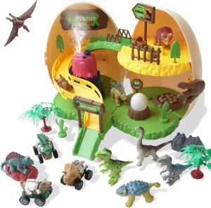Inconcered Dinosaur Track Toys for Kids 3-5, Pull Back Car for Toddlers 3-4, Large Dinosaur Eggs