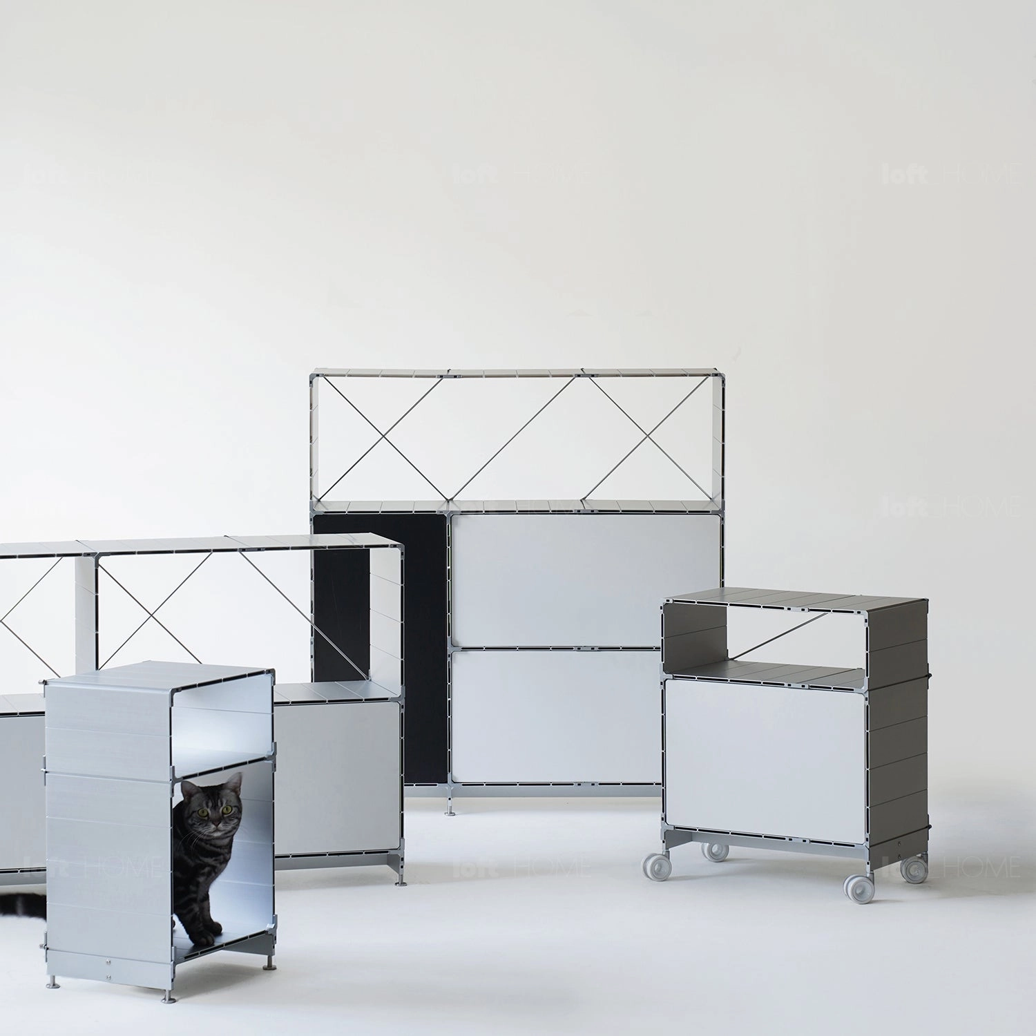 Industrial Aluminium Wheeled Trolley Side Table CUBE