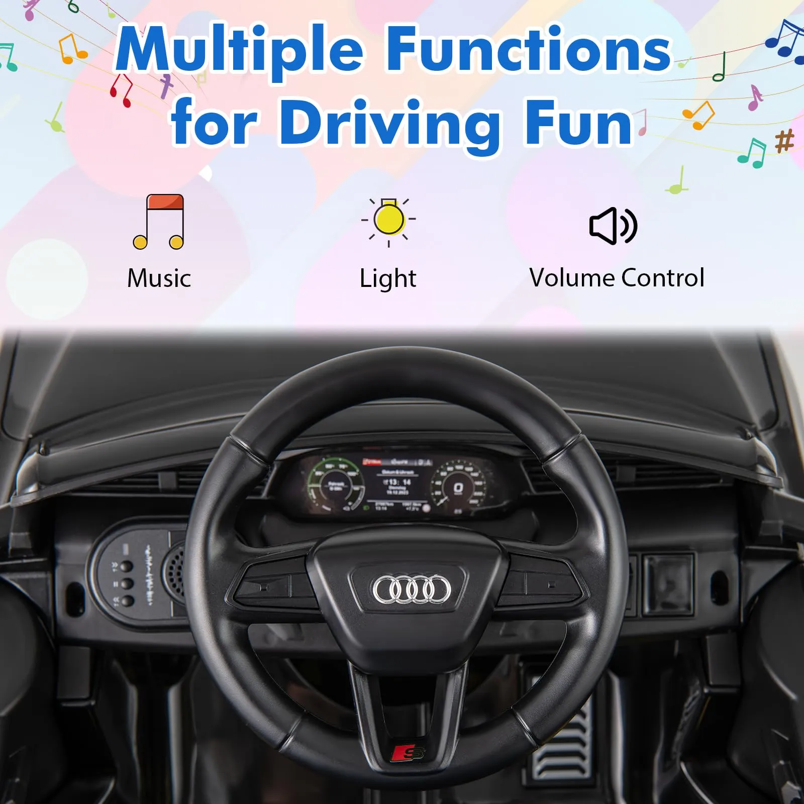INFANS Licensed Audi SQ8 Ride on Car, Battery Powered Electric Vehicle for with Remote Control, Adjustable Music, LED Lights