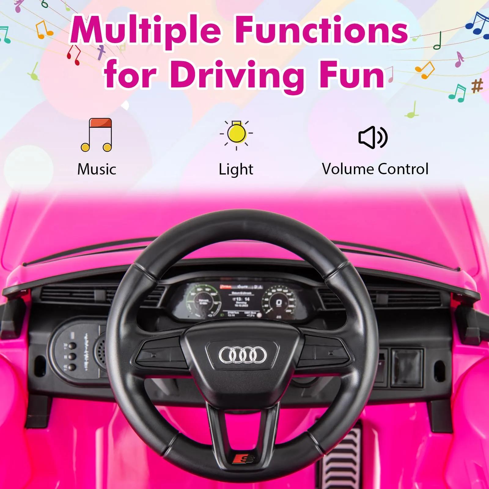 INFANS Licensed Audi SQ8 Ride on Car, Battery Powered Electric Vehicle for with Remote Control, Adjustable Music, LED Lights