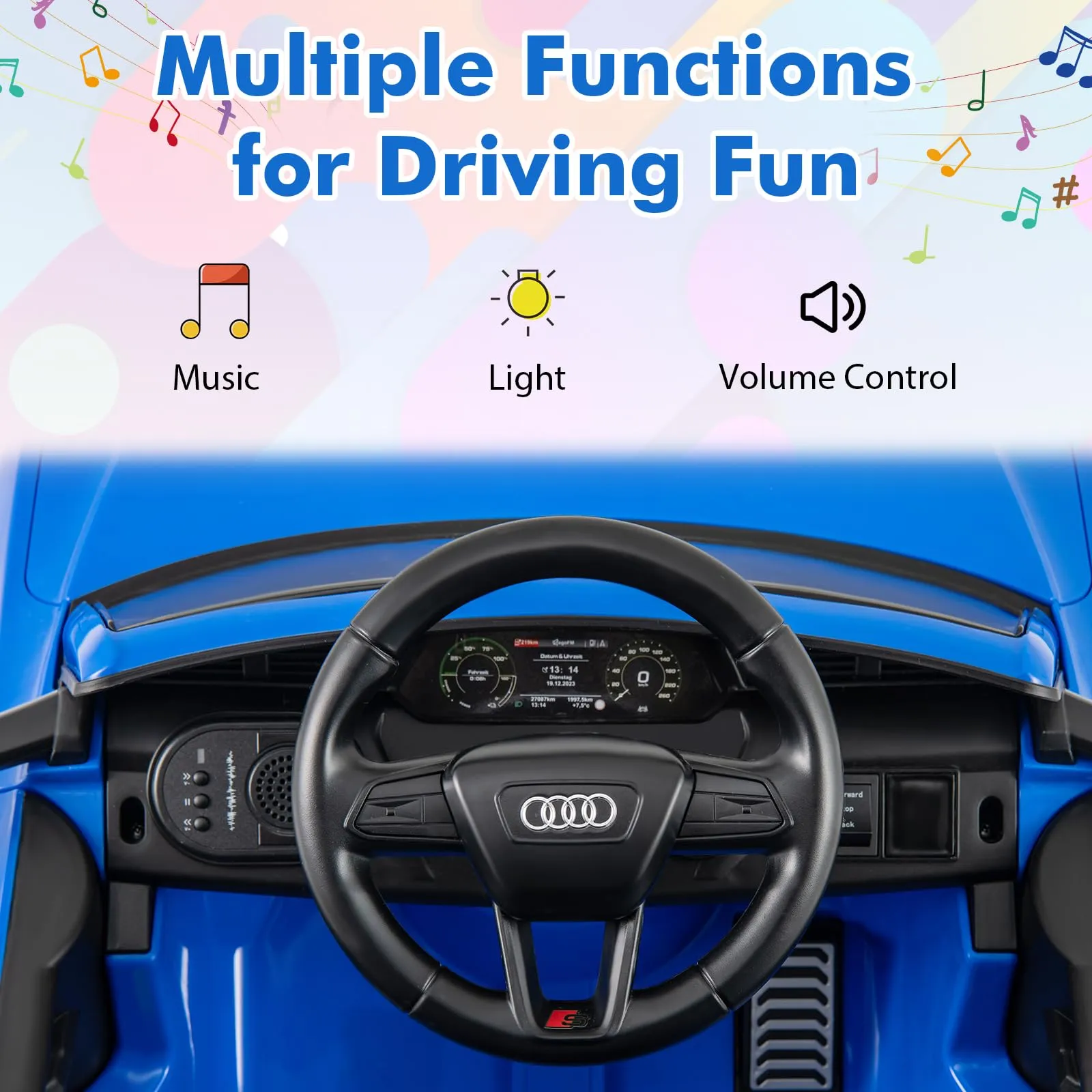 INFANS Licensed Audi SQ8 Ride on Car, Battery Powered Electric Vehicle for with Remote Control, Adjustable Music, LED Lights