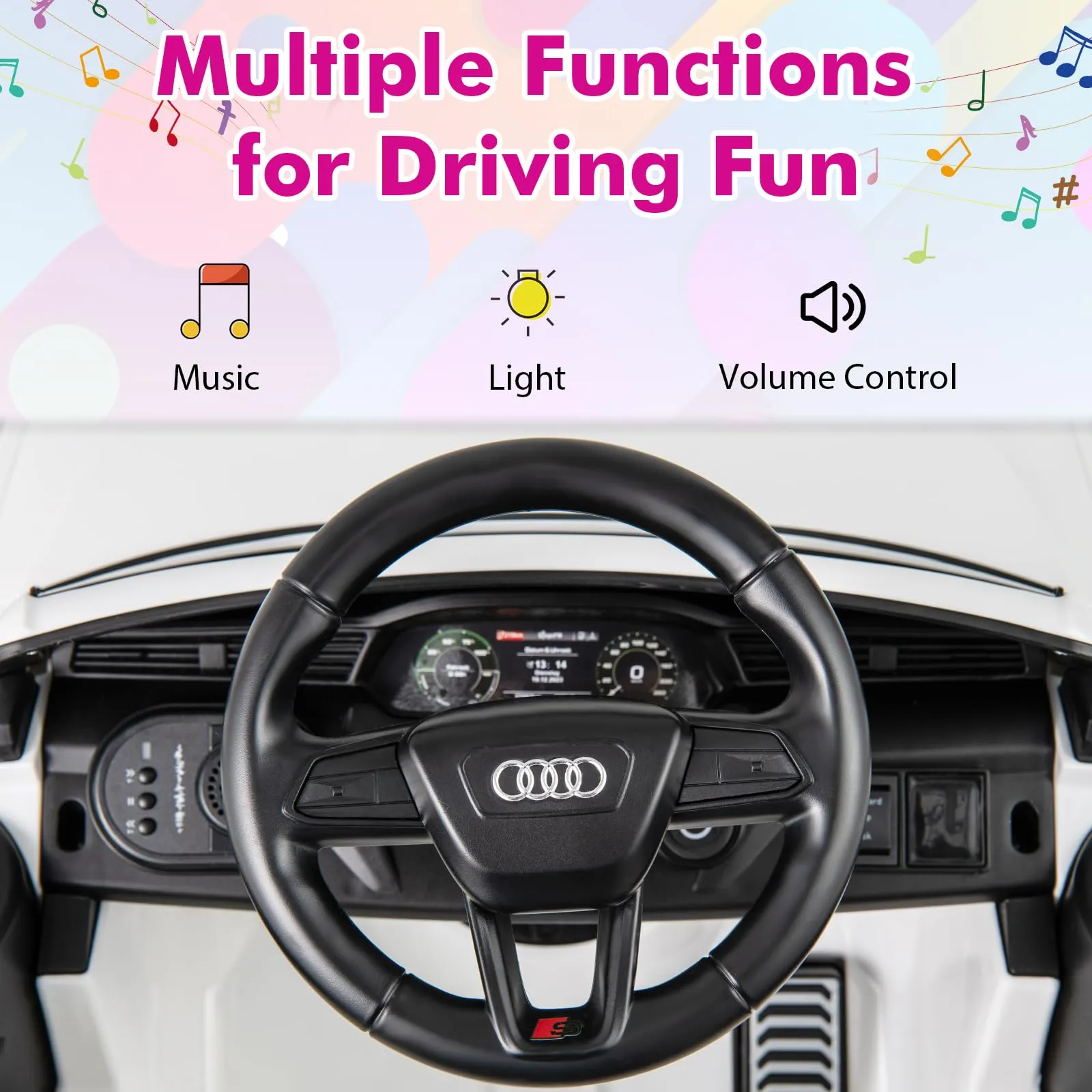 INFANS Licensed Audi SQ8 Ride on Car, Battery Powered Electric Vehicle for with Remote Control, Adjustable Music, LED Lights