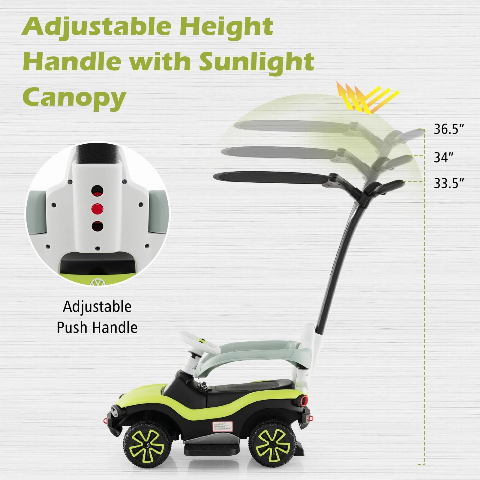 INFANS Ride on Push Car, 3 in 1 Licensed ID. Buggy Stroller Sliding Walking Car with Sun Canopy
