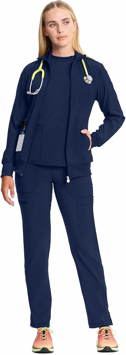 Infinity Cherokee Zip Front Scrub Nurse Jackets for Women, 4-Way Stretch Fabric 2391A