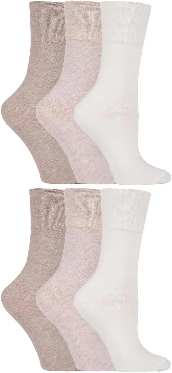 IOMI - 6 Pack Women Thin Non Binding Extra Wide Loose Top Cotton Diabetic Socks