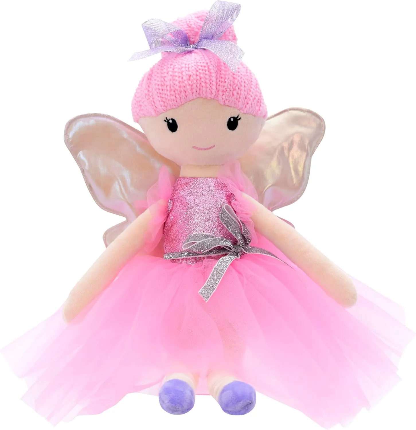 iscream Furry Plush 18.5" Nutcracker Sugar Plum Fairy Embroidered Accent Holiday Pillow