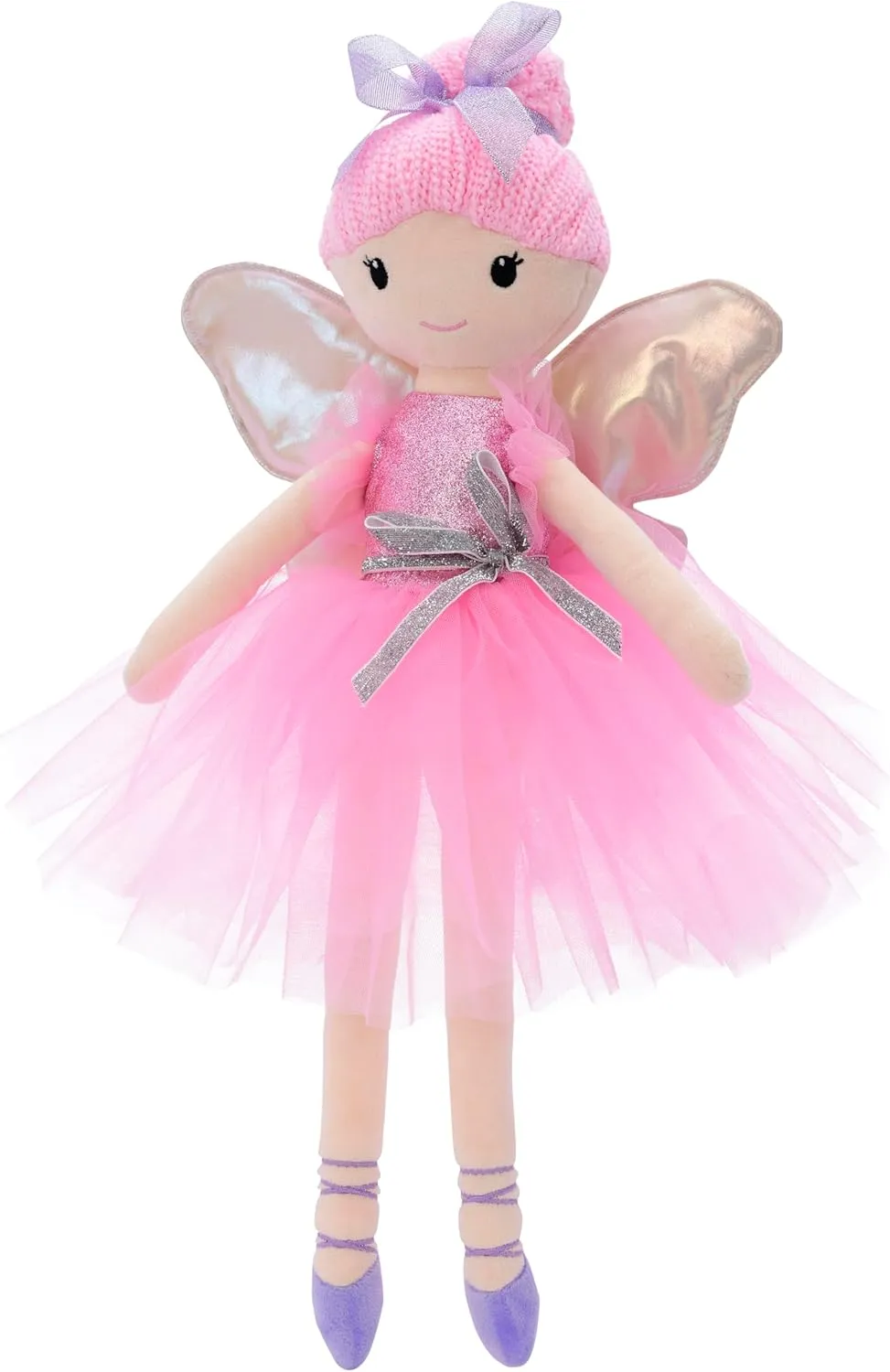 iscream Furry Plush 18.5" Nutcracker Sugar Plum Fairy Embroidered Accent Holiday Pillow