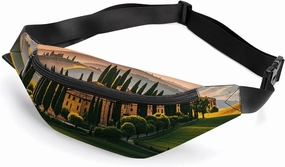 Italy Tuscan Belt Bag with Adjustable Strap, Lightweight Travel Crossbody Bags, Hands-Free Mini Fanny Packs in Running Gym
