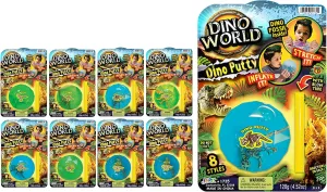 JA-RU Dino World Dinosaur Slime Kit (8 Dino Putty) Surprise Dinosaur Fossil Slime Toy for Kids, Boys and Girls. Non Toxic Super Stretchy Inflatable Jurassic Putty. Kids Party Favors. 1735-8p