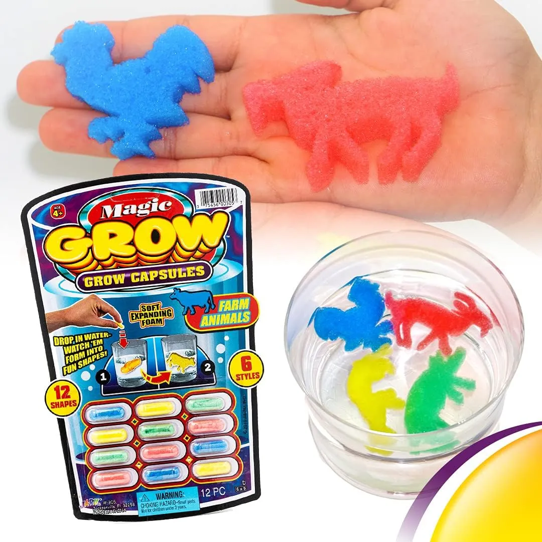 JA-RU Magic Grow Capsules for Kids Water Growing Toys (24 Pack; 12 Capsules Each) Sea Creatures, Dinosaur Bath Toys, Farm Animal Party Favors, Ocean Sensory Bin Filler. 305-24p