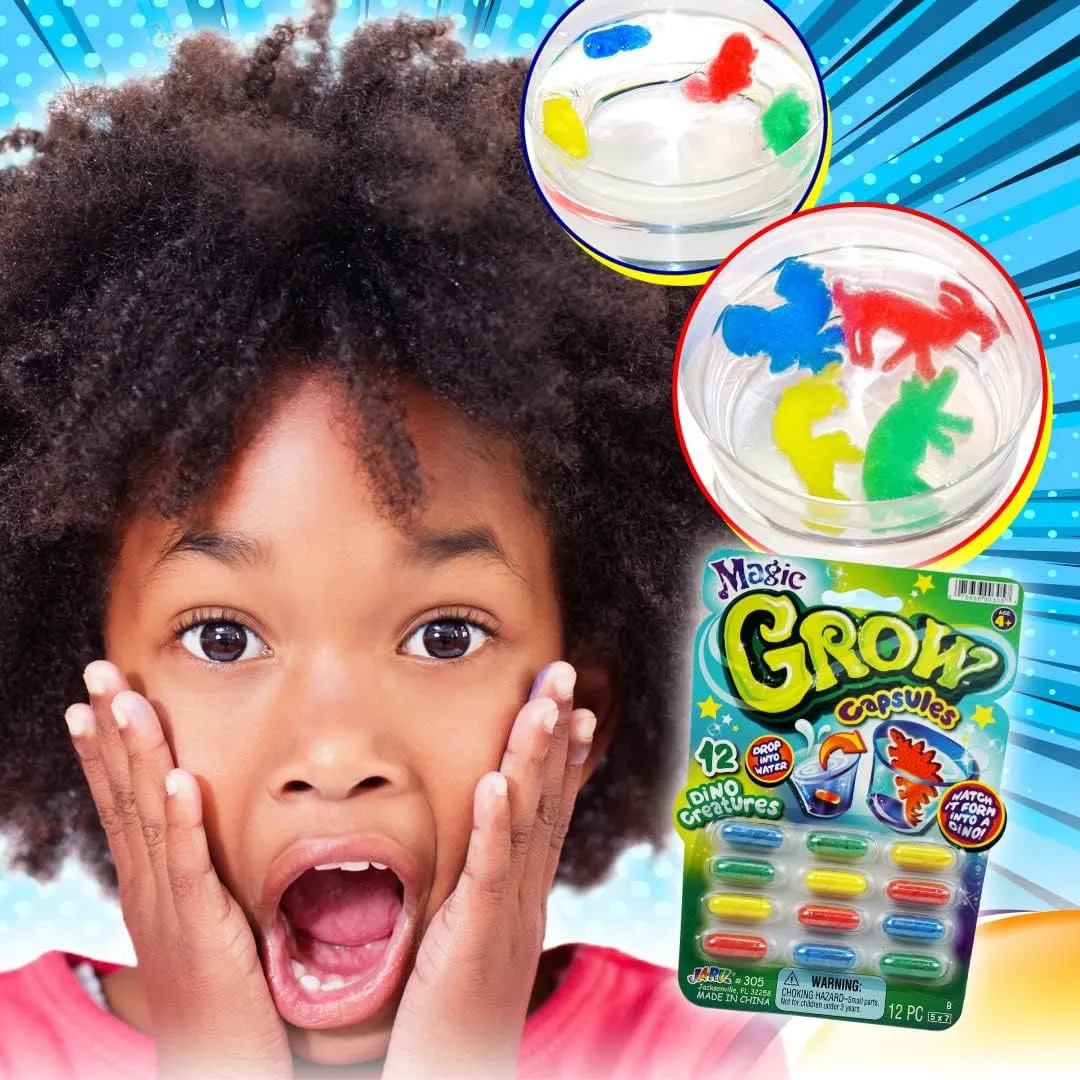 JA-RU Magic Grow Capsules for Kids Water Growing Toys (24 Pack; 12 Capsules Each) Sea Creatures, Dinosaur Bath Toys, Farm Animal Party Favors, Ocean Sensory Bin Filler. 305-24p