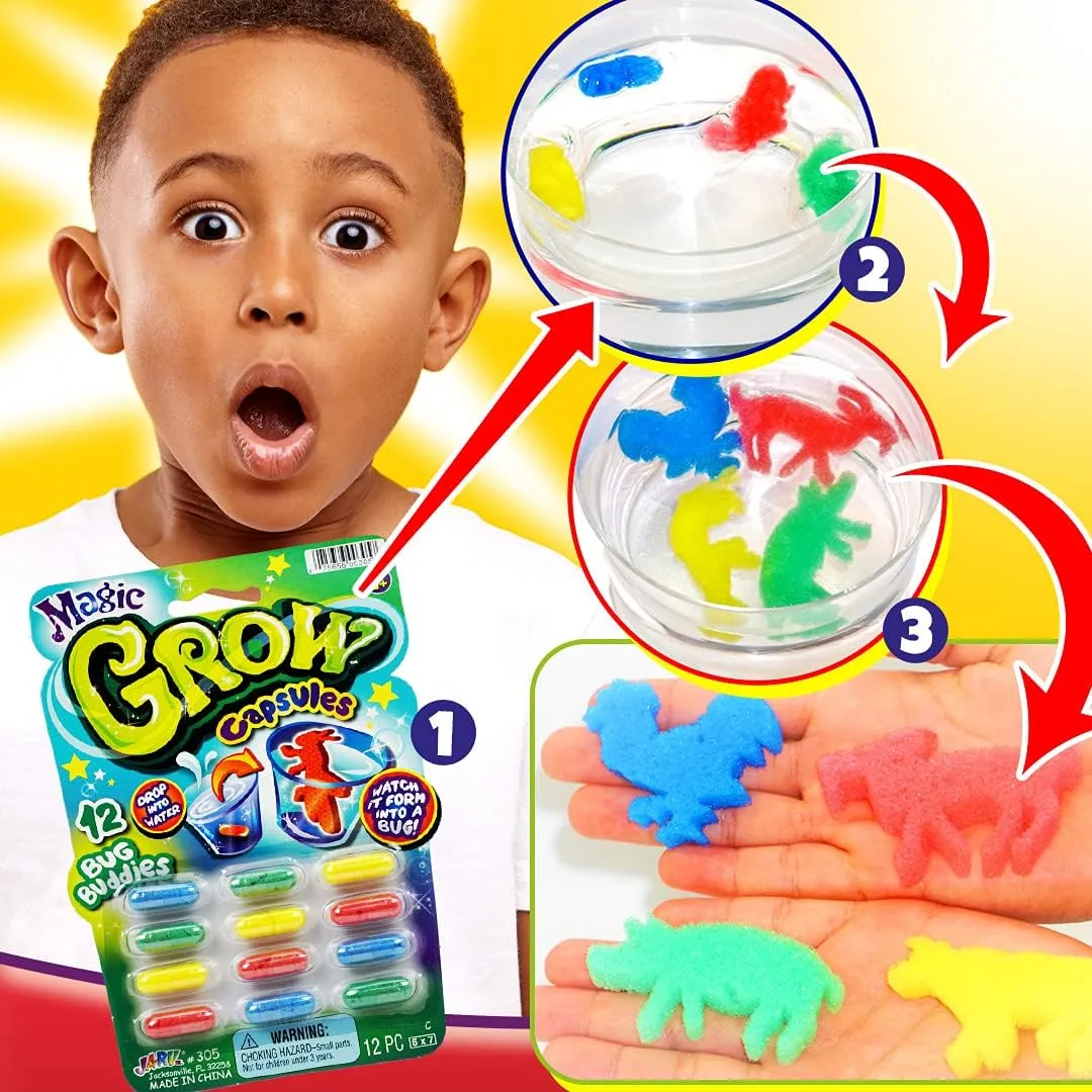 JA-RU Magic Grow Capsules for Kids Water Growing Toys (24 Pack; 12 Capsules Each) Sea Creatures, Dinosaur Bath Toys, Farm Animal Party Favors, Ocean Sensory Bin Filler. 305-24p