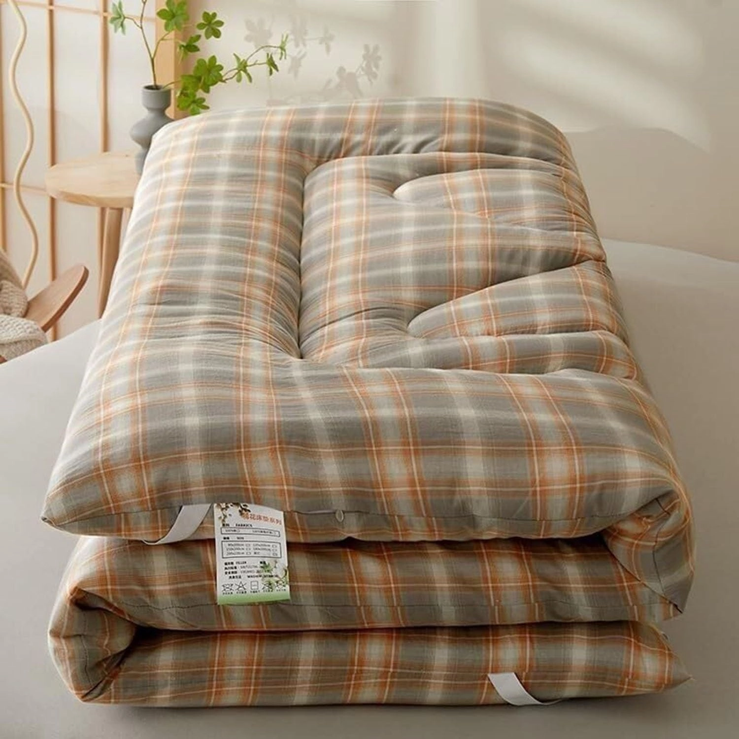 Japanese Futon Mattress, Roll Up Floor Mattress Thickened Weighted Mattress for Single Student Dormitory Household(Brown,200 * 220cm)