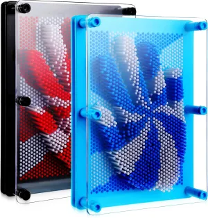 Jenaai 2 Pack Large 3D Pin Art Toy 8 x 6 Inch Plastic Pin Art Board Sensory Toy Intellectual Fun Impression Toy for Boys Girls Adult Creative Fidgets Christmas Birthday Gifts (Red and Blue Windmill)