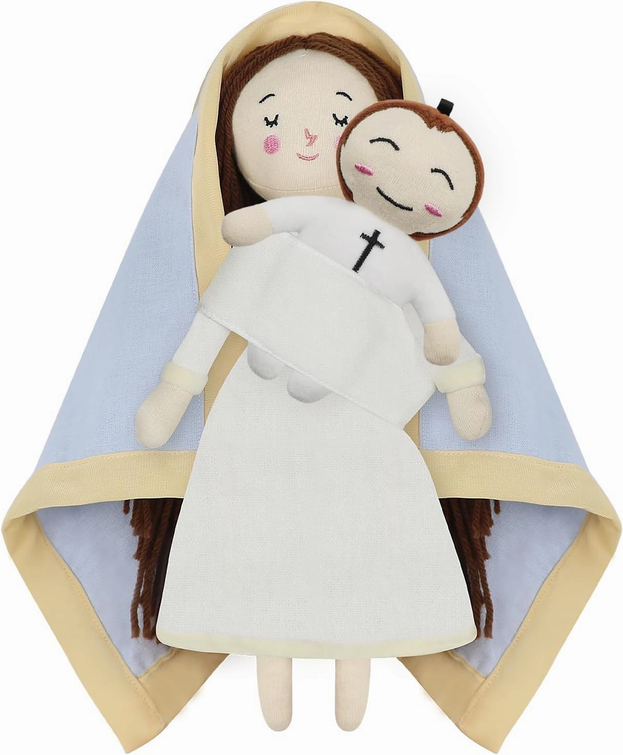 Jesus Plush Doll Virgin Mary Doll Religious Toys Guardian Angel Stuffed Baptism Plush Toy Gifts for Kids for Christening Religious Christmas (Virgin Mary with Baby Jesus)