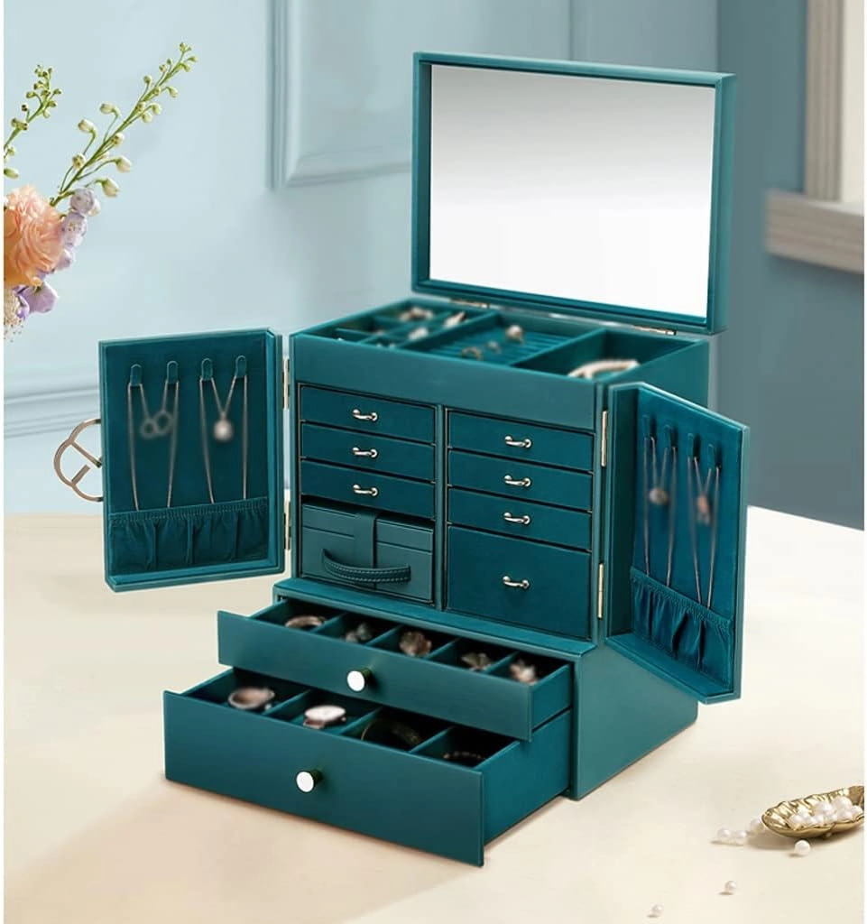 Jewellery Holder Jewelry Box Watch Necklace Ring Earrings Multi-Layer Jewelry Storage Box Jewelry Display Box (Color : E, Size : 28x20x34CM)
