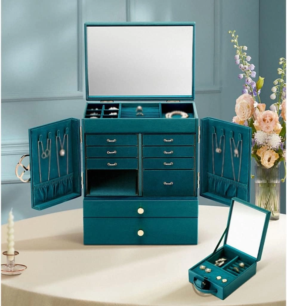 Jewellery Holder Jewelry Box Watch Necklace Ring Earrings Multi-Layer Jewelry Storage Box Jewelry Display Box (Color : E, Size : 28x20x34CM)