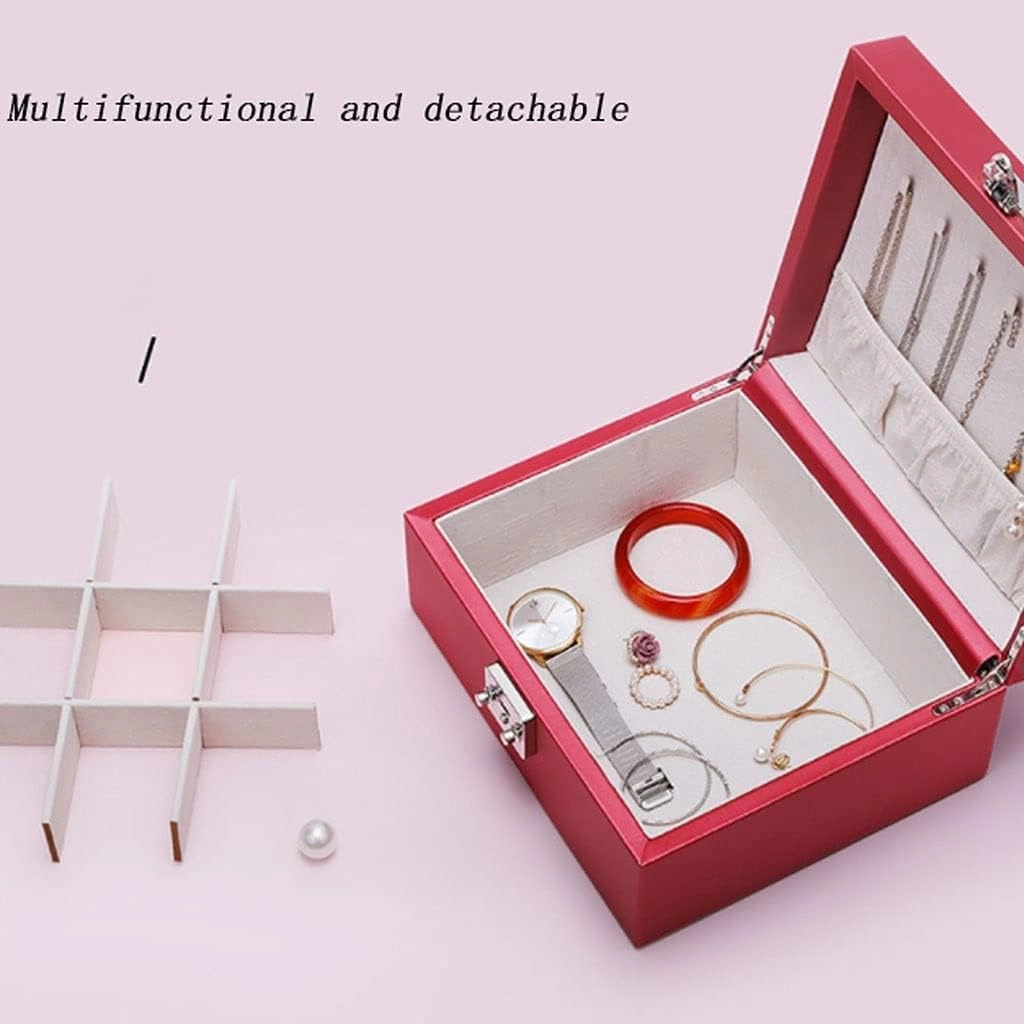 Jewellery niser Jewellery Box Jewelry Box 23 * 20 * 11CM, Ladies Earring Necklace Watch Storage Box With Lock Key And 1 ble Sm (White 23.5 * 20.5 * 11.5cm) (Black 23.5 * 20.5 * 11.5cm)