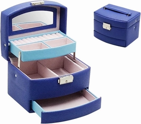 Jewelry Box for Women - 2 Layer PU Leather Jewelry Organizer - Jewelry Storage Case for Earrings Bracelets Rings Watches Necklace