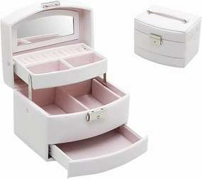 Jewelry Box for Women - 2 Layer PU Leather Jewelry Organizer - Jewelry Storage Case for Earrings Bracelets Rings Watches Necklace