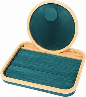 Jewelry Storage Tray with Removable Display Stand, Velvet & Metal Organizer for Rings, Earrings, Necklaces, and Watches