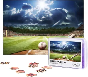 Jigsaw Puzzle Personalized 300 Pieces Puzzles with Storage Bag Baseball Sports Field Photos Puzzles Wooden Home Decor Wall Art Custom Picture Puzzle Gift for Wedding Birthday Couple Lovers 10.2"x15"