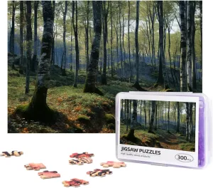 Jigsaw Puzzle Personalized 300 Pieces Puzzles with Storage Bag Beech Forest Photos Puzzles Wooden Home Decor Wall Art Custom Picture Puzzle Gift for Wedding Birthday Couple Lovers 10.2"x15"