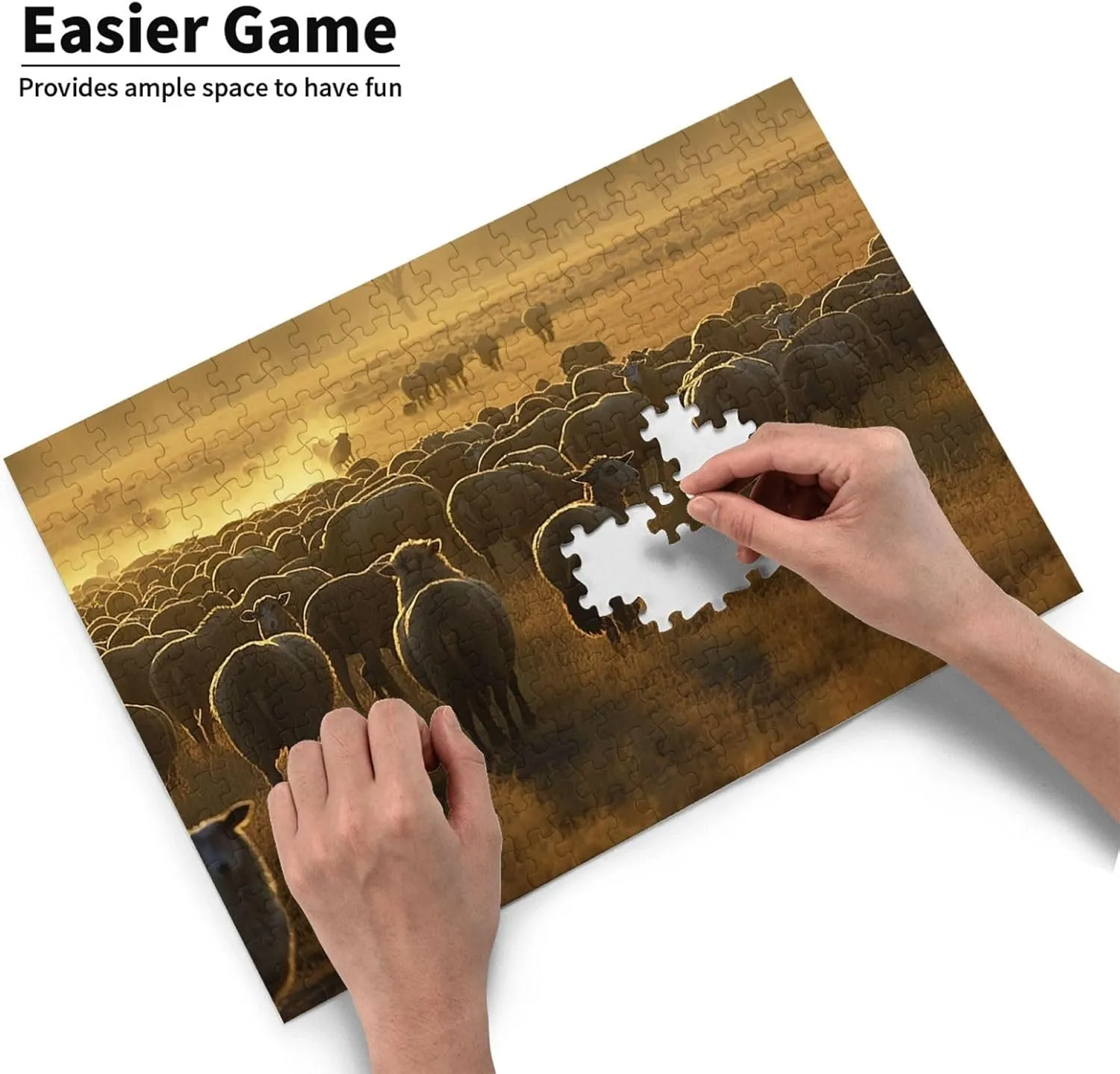 Jigsaw Puzzle Personalized 300 Pieces Puzzles with Storage Bag Sheeps in Field Photos Puzzles Wooden Home Decor Wall Art Custom Picture Puzzle Gift for Wedding Birthday Couple Lovers 10.2"x15"