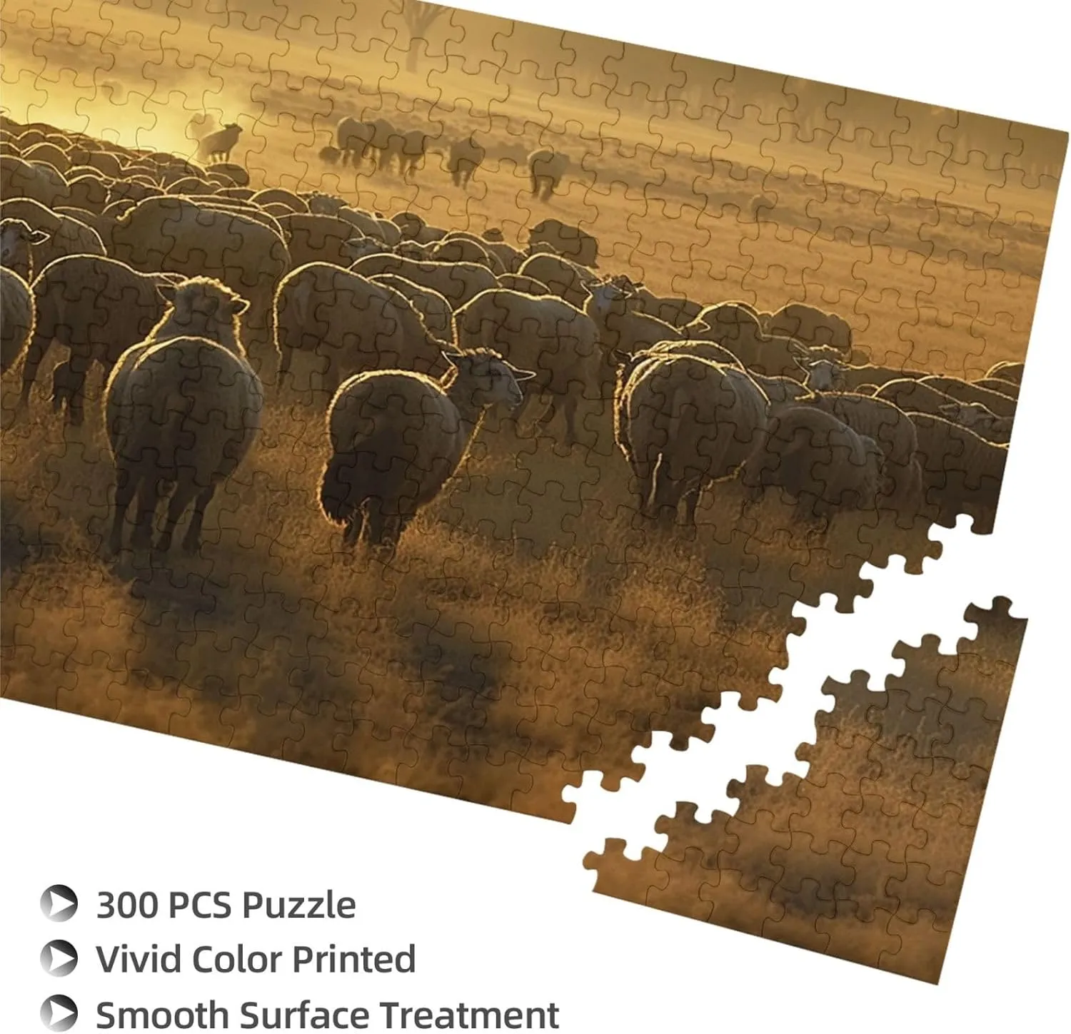 Jigsaw Puzzle Personalized 300 Pieces Puzzles with Storage Bag Sheeps in Field Photos Puzzles Wooden Home Decor Wall Art Custom Picture Puzzle Gift for Wedding Birthday Couple Lovers 10.2"x15"