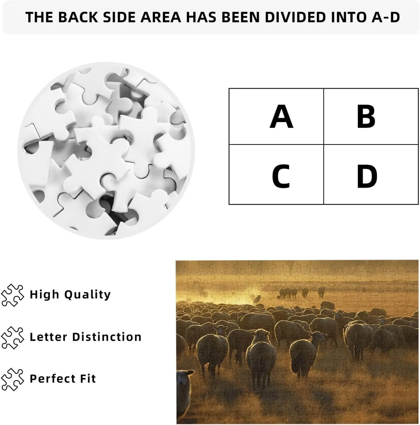 Jigsaw Puzzle Personalized 300 Pieces Puzzles with Storage Bag Sheeps in Field Photos Puzzles Wooden Home Decor Wall Art Custom Picture Puzzle Gift for Wedding Birthday Couple Lovers 10.2"x15"