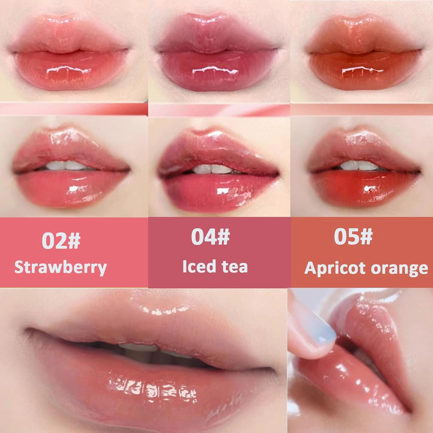 Judy Doll Lip Gloss, Judy Doll Ice Watery Lip Gloss, Judy Doll Lip Gloss Clear, Jelly Moisturizing Light Nonstick Tinted (02#)