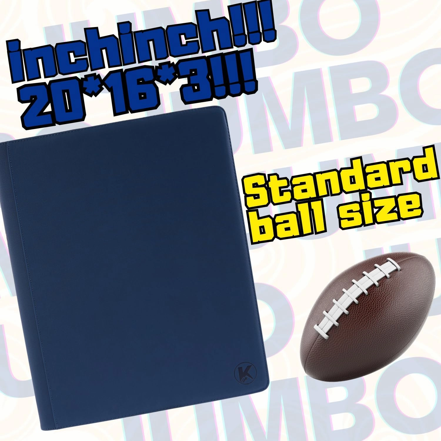 Jumbo Toploader Binder - Holds 640  Top Loaders for Cards, 16 Pocket Top Loader Binders with Sleeves for 3" x 4" Rigid Card Holders for Baseball, Football and other Sports Cards (BLUE)