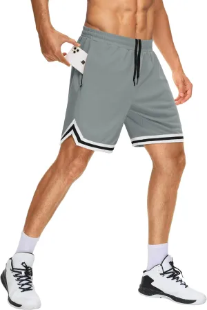 JWM Mens Long Basketball Shorts with Zip Pockets - 11" Mesh Athletic Gym Workout Sport Shorts Quick Dry Lightweight