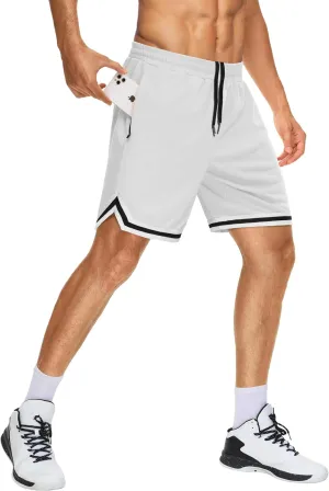 JWM Mens Long Basketball Shorts with Zip Pockets - 11" Mesh Athletic Gym Workout Sport Shorts Quick Dry Lightweight