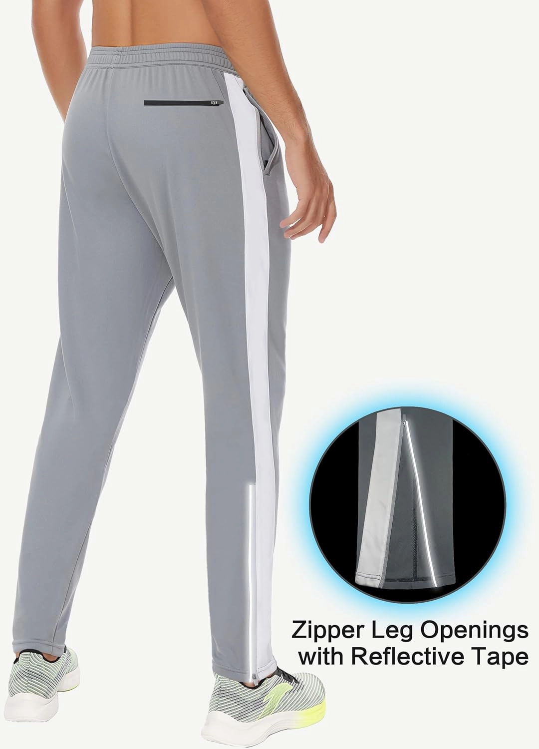 JWM Men's Sweatpants Zipper Legs Bottom - Tapered Track Traning Running Athletic Workout Basketball Slim Fit Pant Zip Pockets