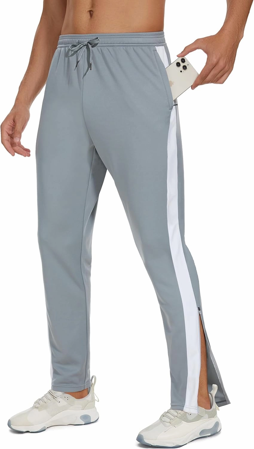 JWM Men's Sweatpants Zipper Legs Bottom - Tapered Track Traning Running Athletic Workout Basketball Slim Fit Pant Zip Pockets