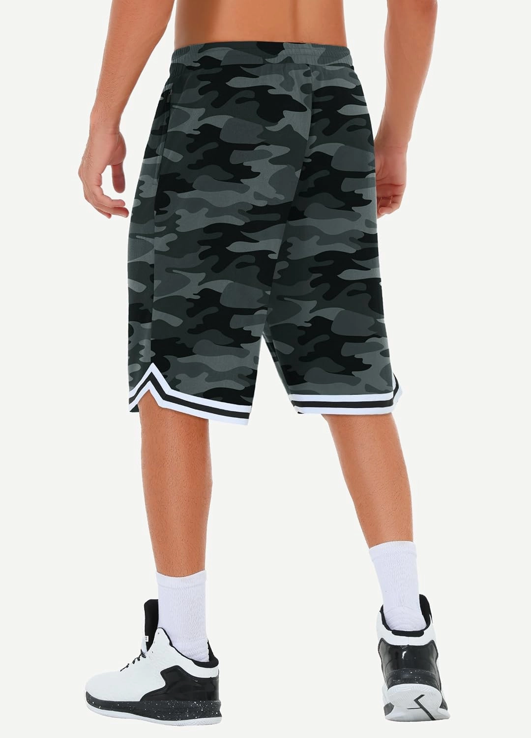 JWM Mens Long Basketball Shorts with Zip Pockets - 11" Mesh Athletic Gym Workout Sport Shorts Quick Dry Lightweight