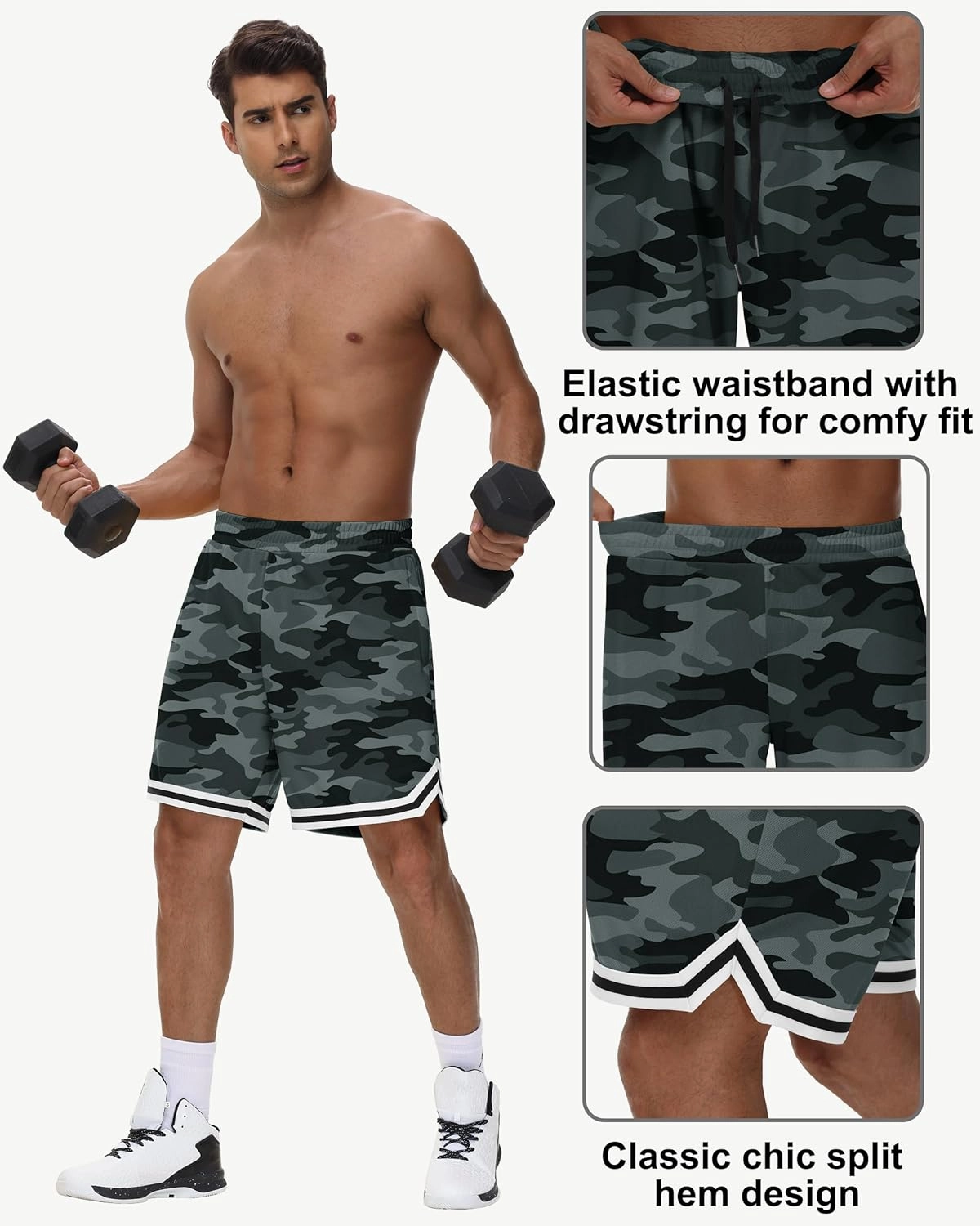 JWM Mens Long Basketball Shorts with Zip Pockets - 11" Mesh Athletic Gym Workout Sport Shorts Quick Dry Lightweight