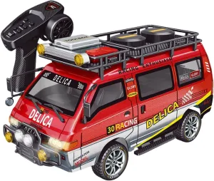 JXC5813A 1/24 Scale 2WD RC Van Model with 2.4GHz Proportional Control, Mini Indoor Car, Adjustable Speed & Headlights for Ages 16 (RTR Version/Red)