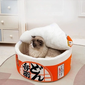 Kawaii Instant Noodle Cozy Pet Bed - Snuggle Haven for Furry Friends 🐾🍜✨