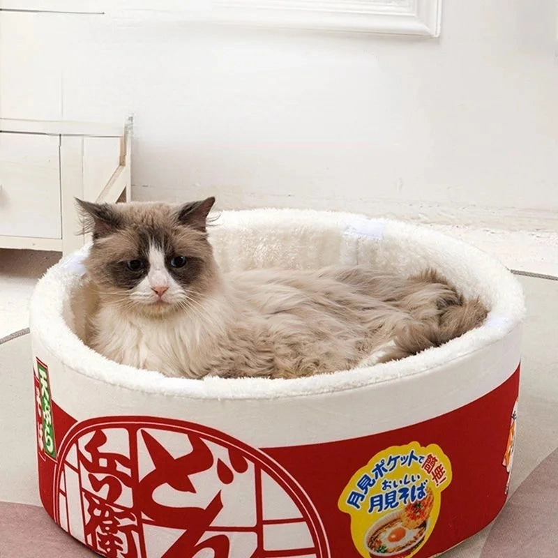 Kawaii Instant Noodle Cozy Pet Bed - Snuggle Haven for Furry Friends 🐾🍜✨