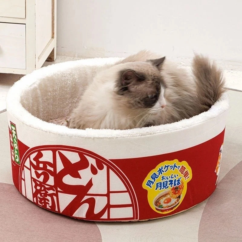 Kawaii Instant Noodle Cozy Pet Bed - Snuggle Haven for Furry Friends 🐾🍜✨