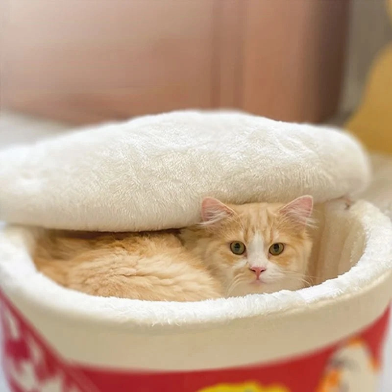 Kawaii Instant Noodle Cozy Pet Bed - Snuggle Haven for Furry Friends 🐾🍜✨