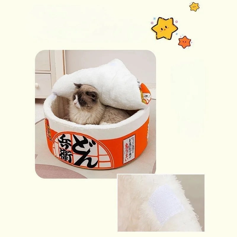Kawaii Instant Noodle Cozy Pet Bed - Snuggle Haven for Furry Friends 🐾🍜✨