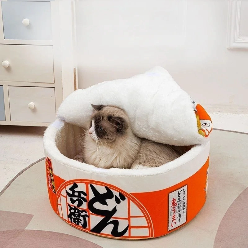 Kawaii Instant Noodle Cozy Pet Bed - Snuggle Haven for Furry Friends 🐾🍜✨