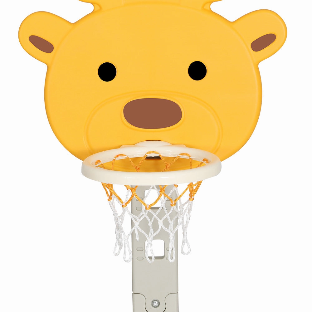 Keezi Kids Basketball Hoop Stand Adjustable 5-In-1 Sports Center Toys Set Yellow